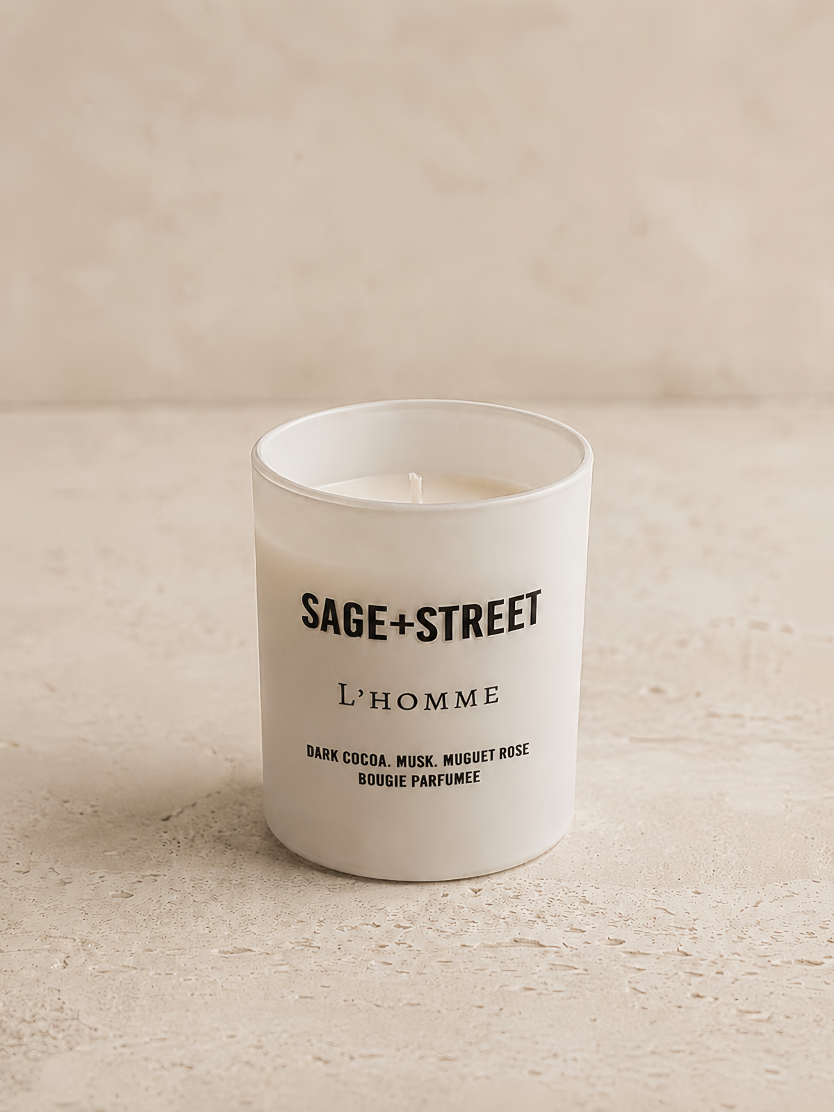 L'Homme Scented Candle – Cocoa & Musk | Sage+Street
